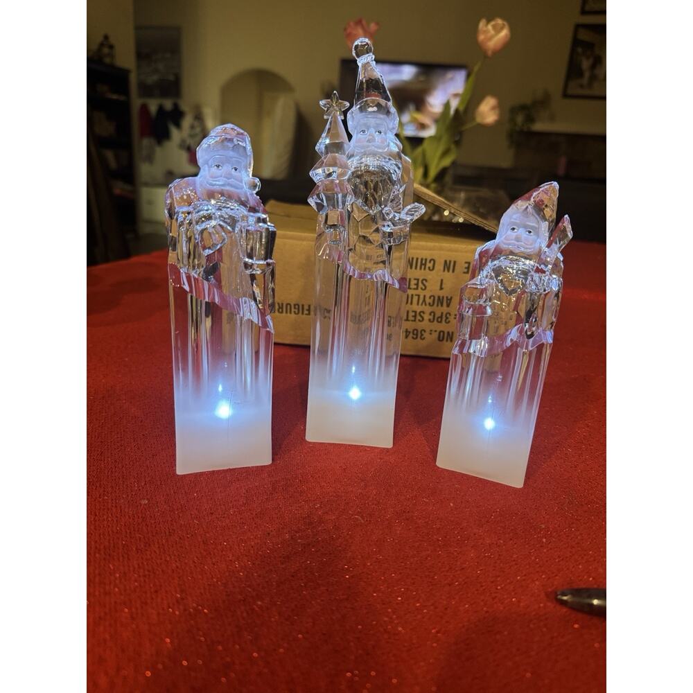 Roman Inc LED Acrylic Santa Figure Set of 3 Light Up Christmas Decoration
